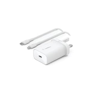 Belkin 25W USB C Wall Charger with Included USB C to Lightning MFi Cable, Power Adapter