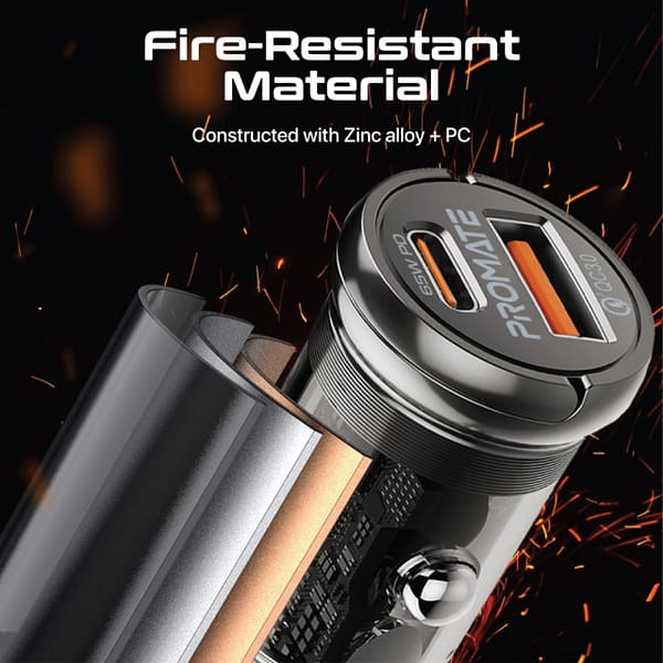 CAR CHARGER PROMATE 65W PD TRANSPARENT V-02 CAR CHARGER PROMATE 65W PD TRANSPARENT V 02 Scaled