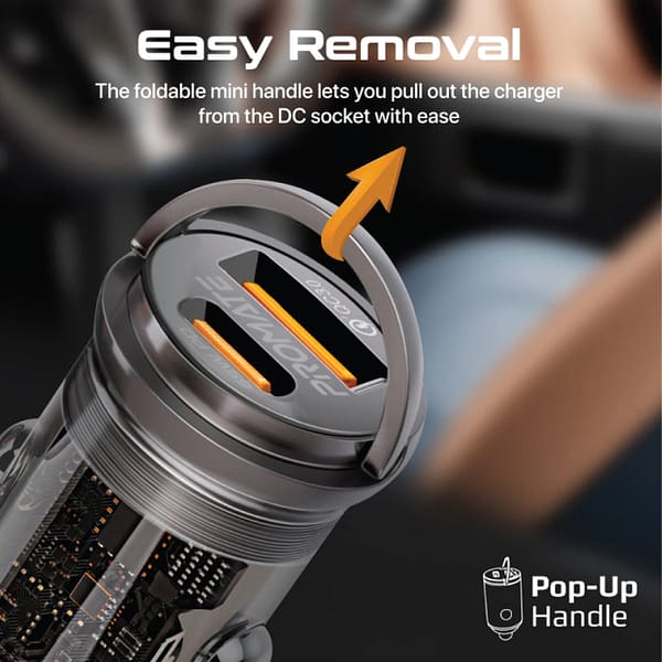CAR CHARGER PROMATE 65W PD TRANSPARENT V-04 CAR CHARGER PROMATE 65W PD TRANSPARENT V 04 Scaled