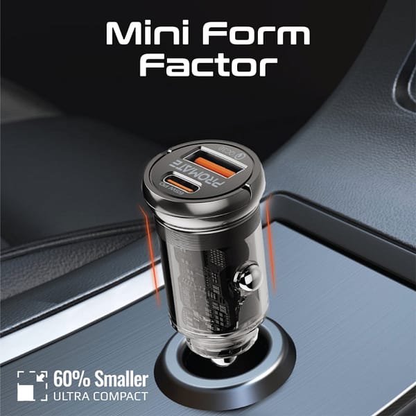 CAR CHARGER PROMATE 65W PD TRANSPARENT V-05 CAR CHARGER PROMATE 65W PD TRANSPARENT V 05 Scaled